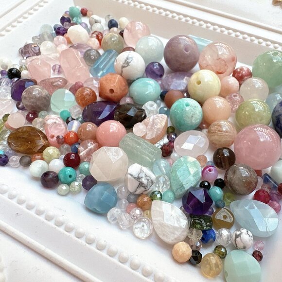 200+ Pieces Mixed 4~12mm Semi-Precious Stones Assorted Loose Beads Mix - Picture 3 of 11